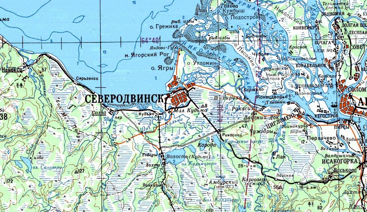 Железнодорожная линия Исакогорка — Северодвинск — Нёнокса — схемы и топографические карты Железнодорожная линия Исакогорка — Северодвинск — Нёнокса — схемы и топографические карты