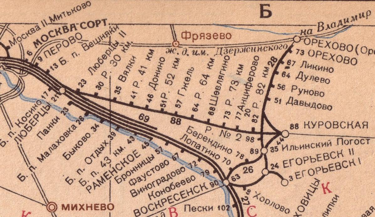 Люберцы-Арзамасская железнодорожная линия на территории Московской области — схемы и топографические карты Люберцы-Арзамасская железнодорожная линия на территории Московской области — схемы и топографические карты