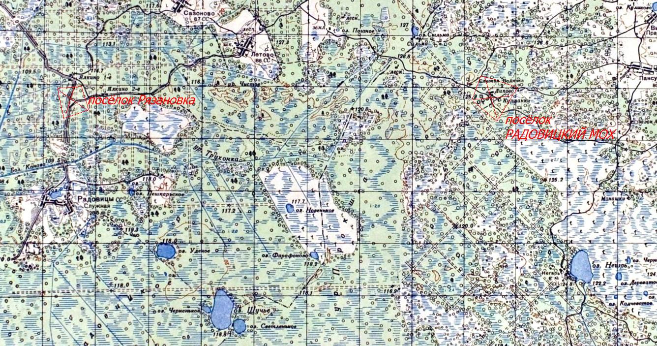Узкоколейная железная дорога Радовицкого транспортного управления — топографические карты Узкоколейная железная дорога Радовицкого транспортного управления — топографические карты