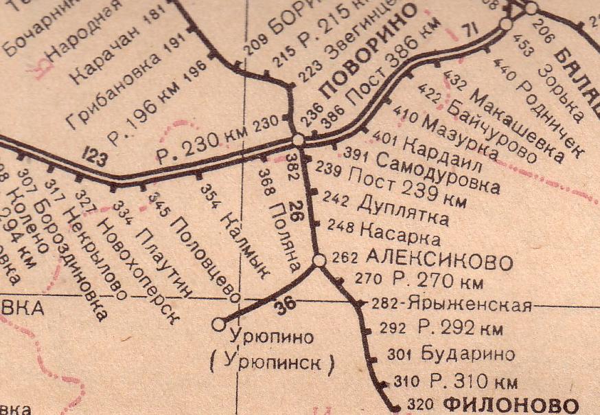Железнодорожная линия Алексиково — Урюпино — схемы и топографические карты Железнодорожная линия Алексиково — Урюпино — схемы и топографические карты