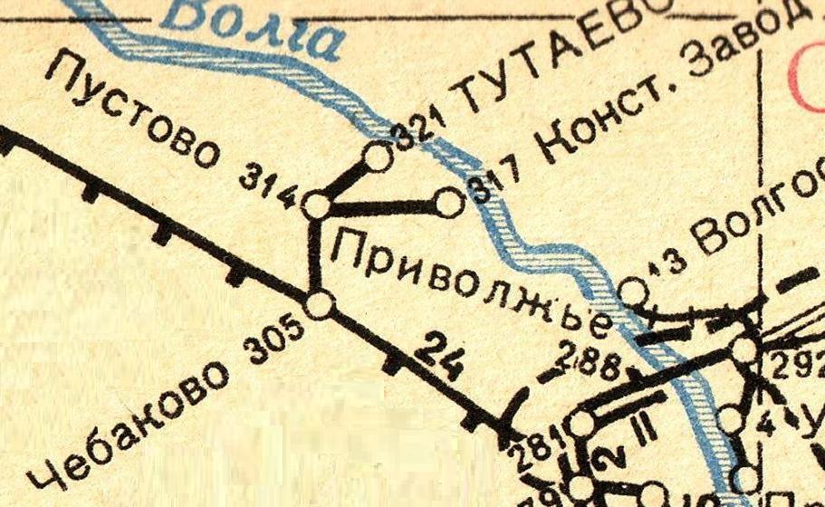 Железнодорожная линия Чёбаково — Тутаево — схемы и топографические карты Железнодорожная линия Чёбаково — Тутаево — схемы и топографические карты