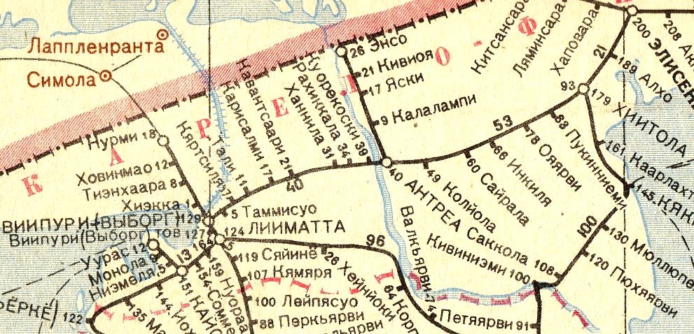 Железнодорожная линия Выборг — Каменногорск — Хиитола — схемы и топографические карты Железнодорожная линия Выборг — Каменногорск — Хиитола — схемы и топографические карты