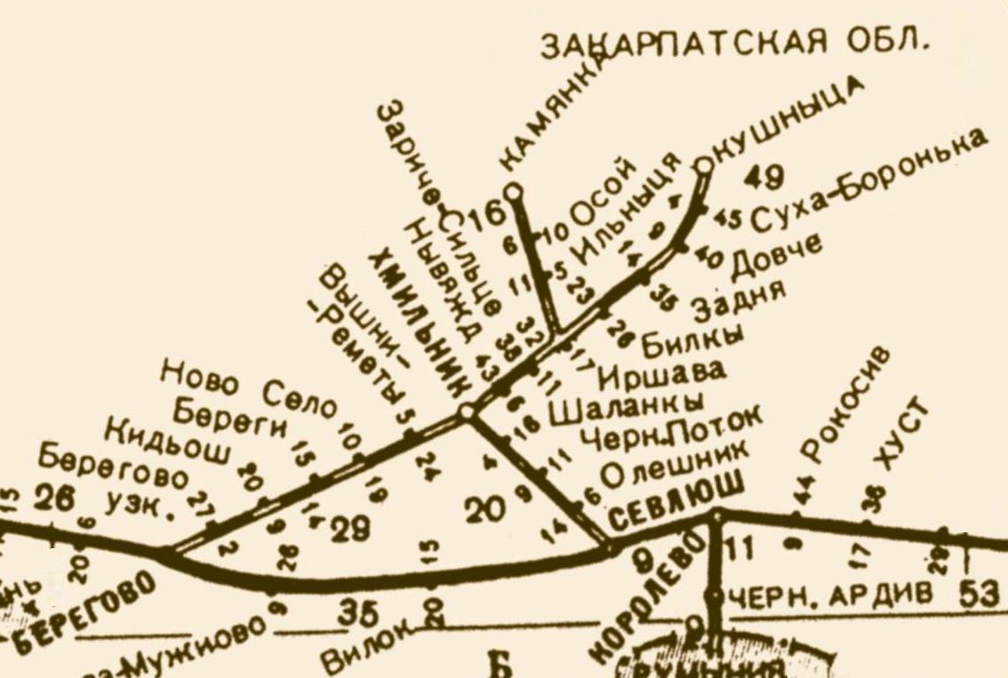 Боржавская узкоколейная железная дорога — схемы и топографические карты Боржавская узкоколейная железная дорога — схемы и топографические карты