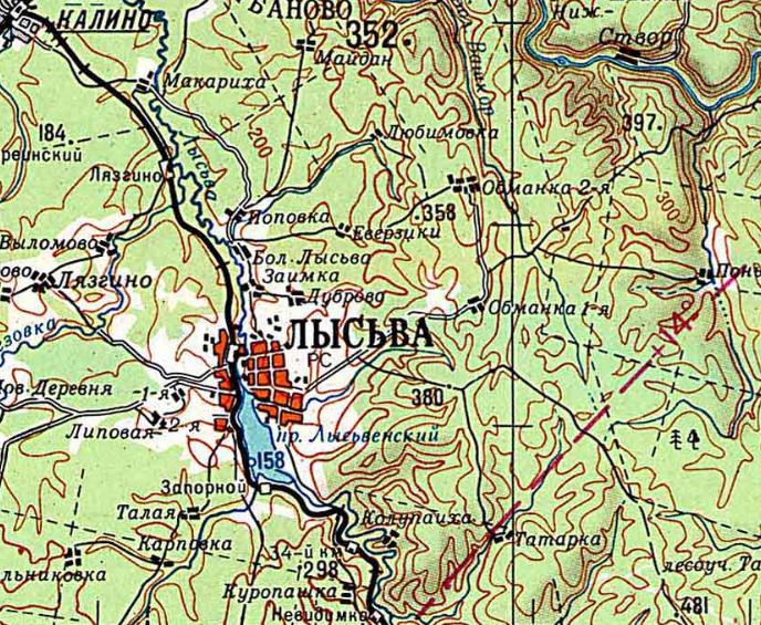 Узкоколейная железная дорога Лысьвенского металлургического завода — схемы и топографические карты Узкоколейная железная дорога Лысьвенского металлургического завода — схемы и топографические карты