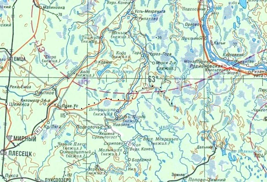 Железнодорожные линии космодрома Плесецк — схемы и топографические карты Железнодорожные линии космодрома Плесецк — схемы и топографические карты