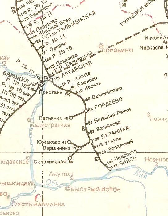 Железнодорожная линия Алтайская — Бийск — схемы и топографические карты Железнодорожная линия Алтайская — Бийск — схемы и топографические карты
