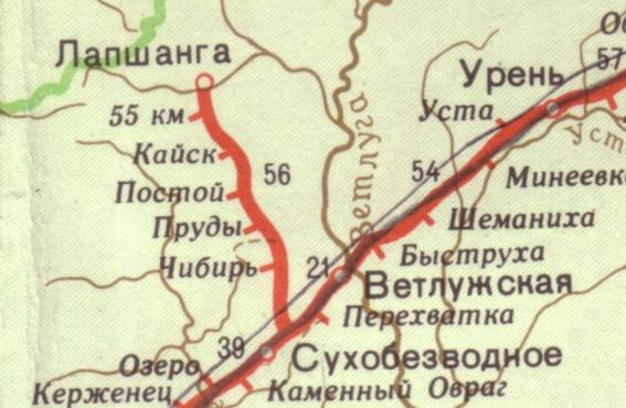 Железнодорожная линия Сухобезводное — Лапшанга — схемы и топографические карты Железнодорожная линия Сухобезводное — Лапшанга — схемы и топографические карты
