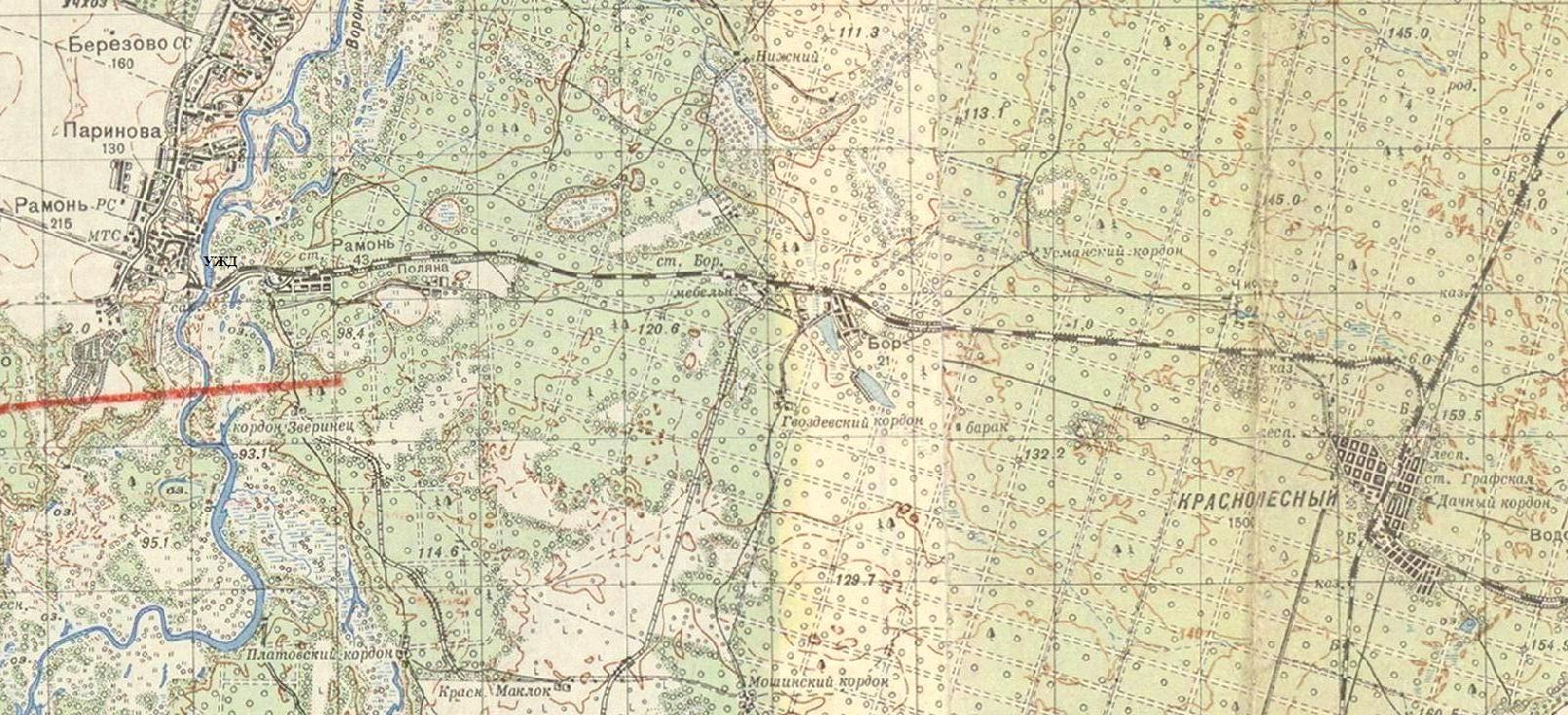 Железнодорожная линия Графская — Рамонь — схемы и топографические карты Железнодорожная линия Графская — Рамонь — схемы и топографические карты
