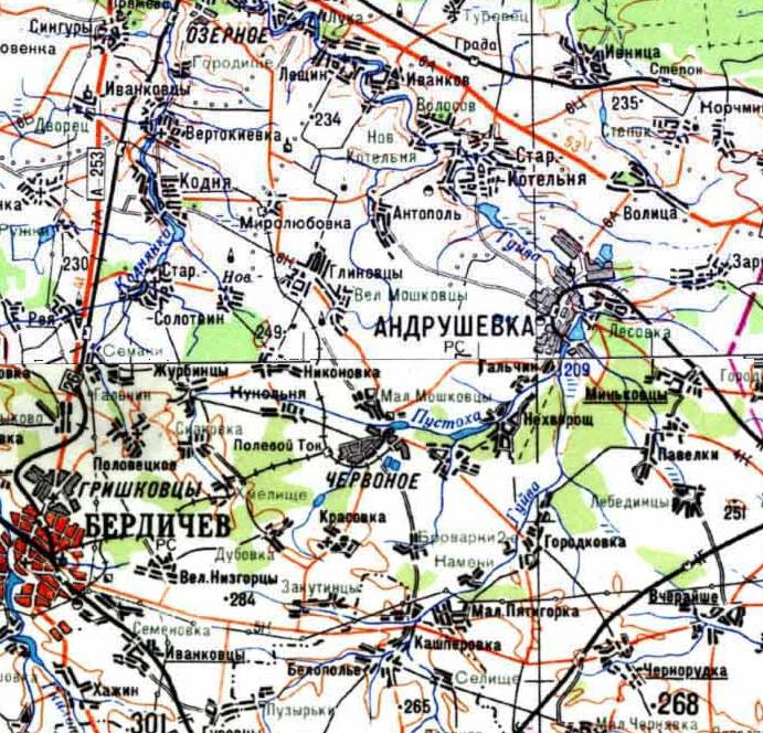 Узкоколейная железная дорога Червонского сахарного комбината — схемы и топографические карты Узкоколейная железная дорога Червонского сахарного комбината — схемы и топографические карты